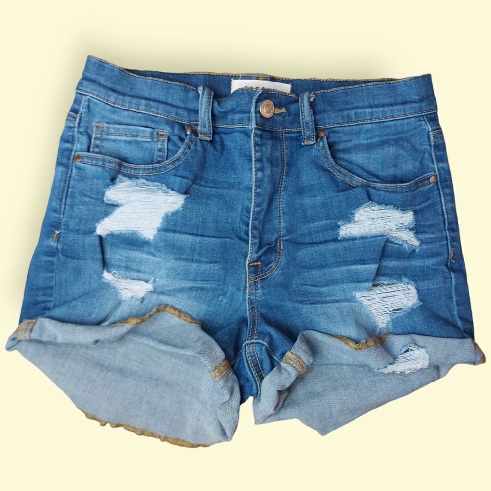 🌼4/$30 PacSun “The Shortie” Jean Shorts Size 27 Distressed Denim Medium Wash ☀️